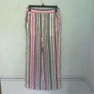 Xirena Harper Multi-Color Stripe Linen & Cotton Blend Pants Size XS